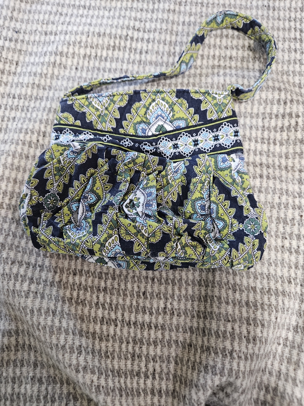 Vera Bradley Quilted Mini Bag in Navy, Green and White